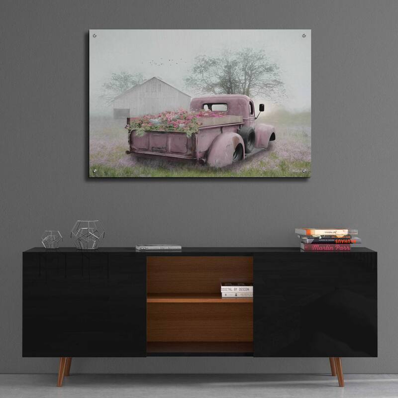 Epic Art 'Pink Flower Truck' by Lori Deiter Acrylic Glass Wall Art