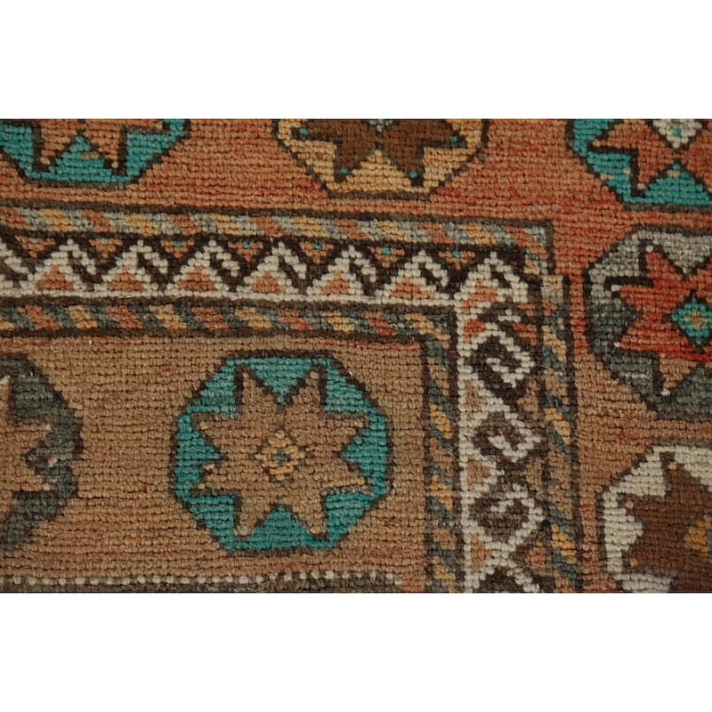 Geometric Shiraz Vintage Persian Area Rug Handmade Wool Carpet - 6'3" x 9'3"