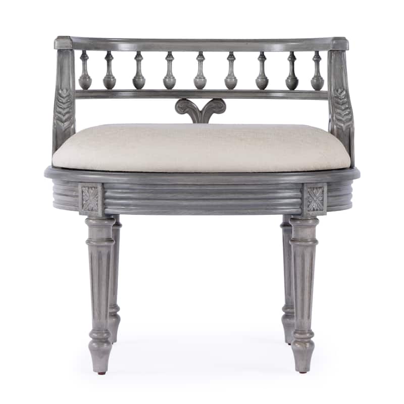 Hathaway 22.5 in. W Oval Upholstered and Wood Traditional Vanity Seat