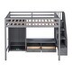 preview thumbnail 5 of 12, Gray Full Size Solid Wood Loft Bed Frame with Wardrobe, Low Storage Table and Storage Staircase