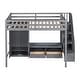 preview thumbnail 5 of 26, Multifunctional Full Size Loft Bed with Wardrobe,Low Storage Table and Storage Staircase