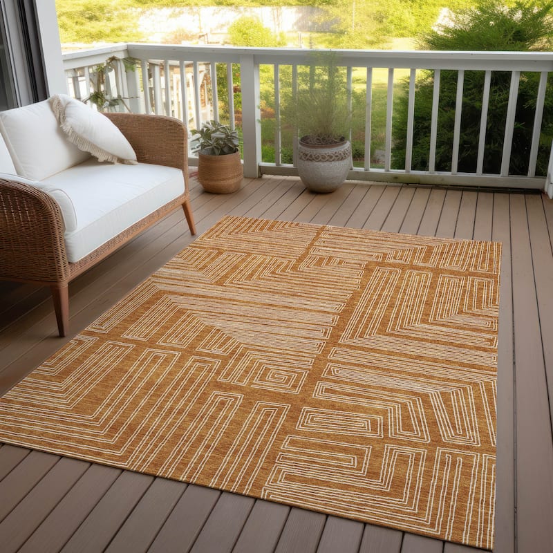 Machine Washable Indoor/ Outdoor Contemporary Stack Chantille Rug