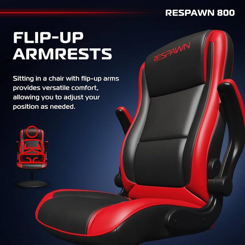 RESPAWN 800 Gaming Chair Floor, Swivel Rocker Gaming Chair, High Back Ergonomic Floor Gaming Chair for Kids and Adults