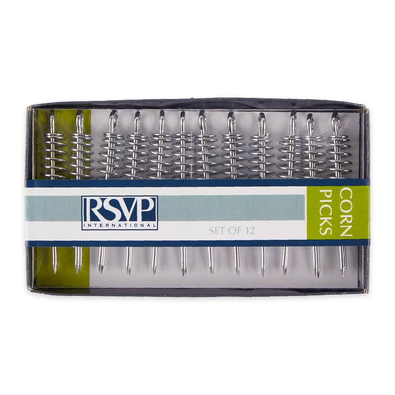 Reusuable Chromed Steel Corn/Appetizer Picks Holders Skewers (Set of 12) - Reusable, 12-Piece