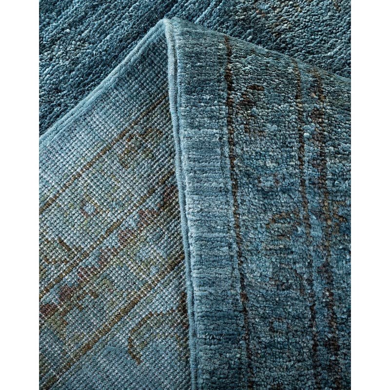 Overton Hand Knotted Wool Vintage Inspired Modern Contemporary Overdyed Gray Area Rug - 12' 1" x 16' 1"
