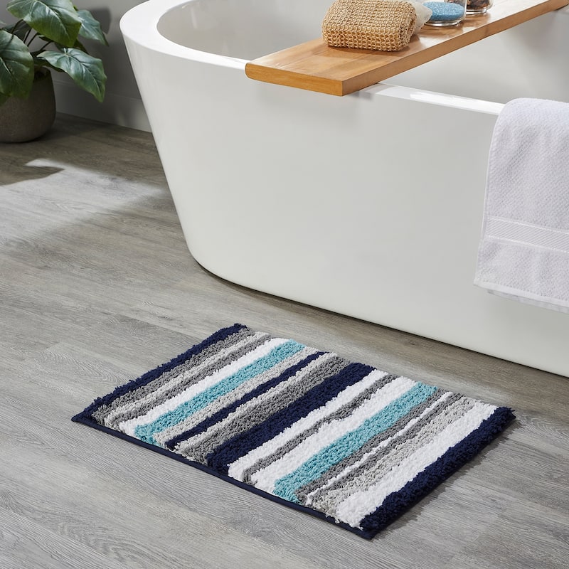 Better Trends Bath Rug 100% Polyester Super Absorbent Anti-Skid TPR Backing Bathroom Rug For Shower,Sink Mats Griffie Collection