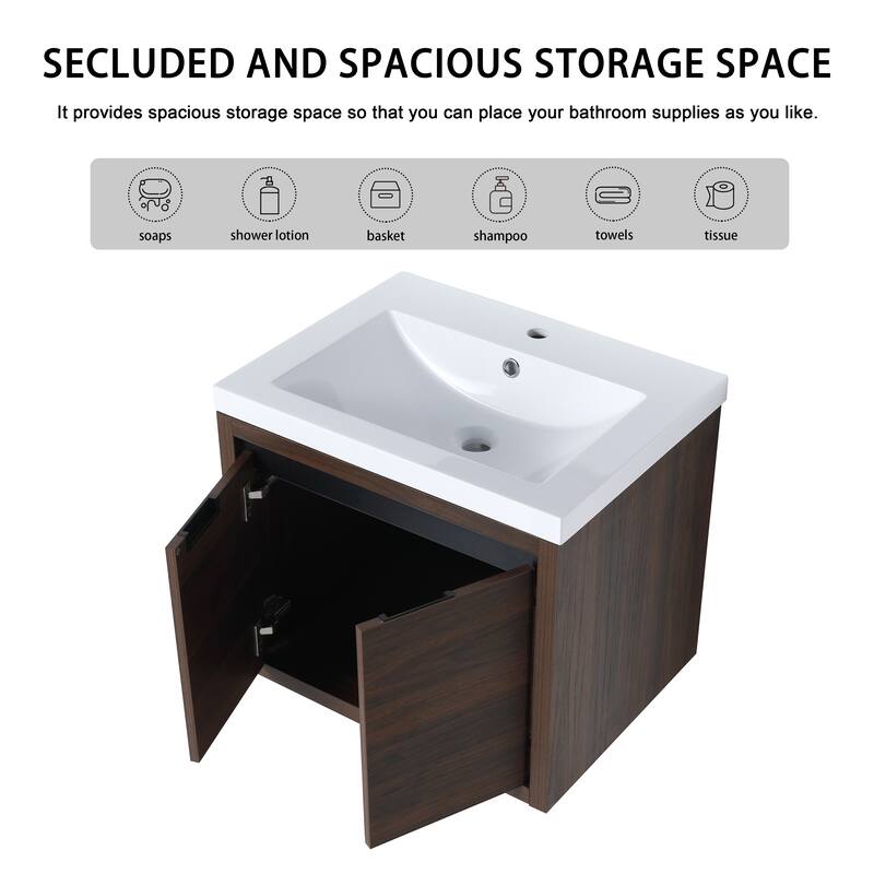 Beingnext 24"/30"/48" Bathroom Vanity with Sink, Floating Bathroom Vanity With Soft Close Door