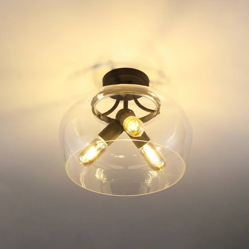 GetLedel 3-Light Glass Dome Semi Flush Mount