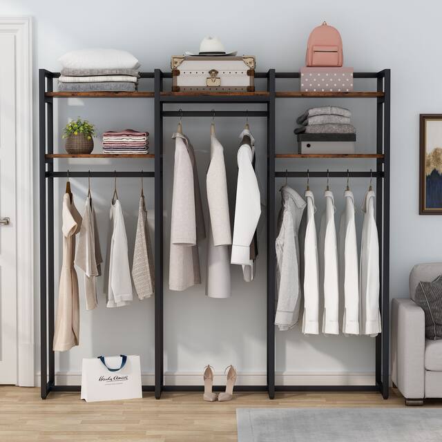 Tribesigns Garment Rack, 75 inch Freestanding Closet Organizer for Hanging Clothes