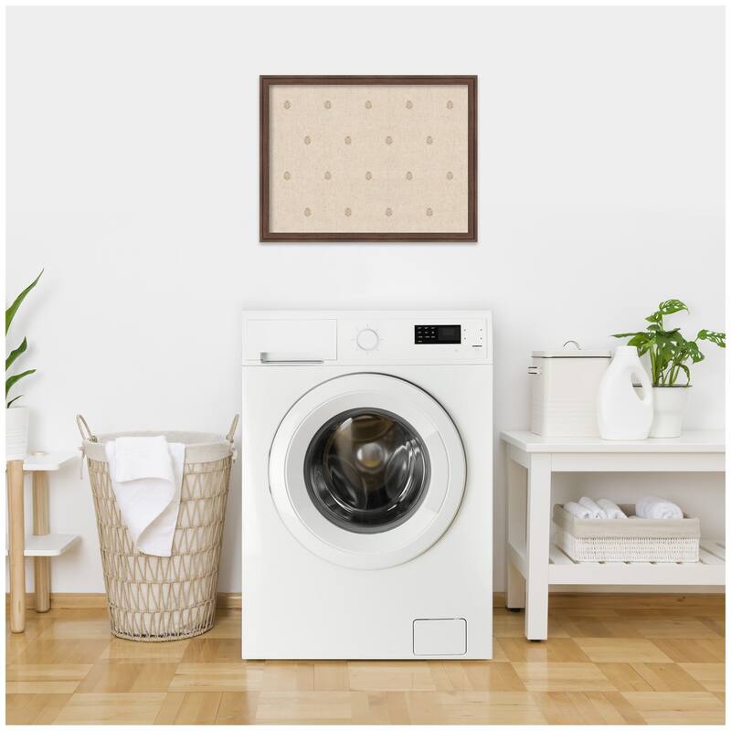 Kate and Laurel Pinboard Beige Botanical Block Print