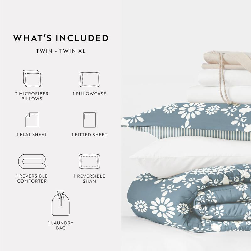 8pc Twin XL Pattern Dorm Bedding Bundle