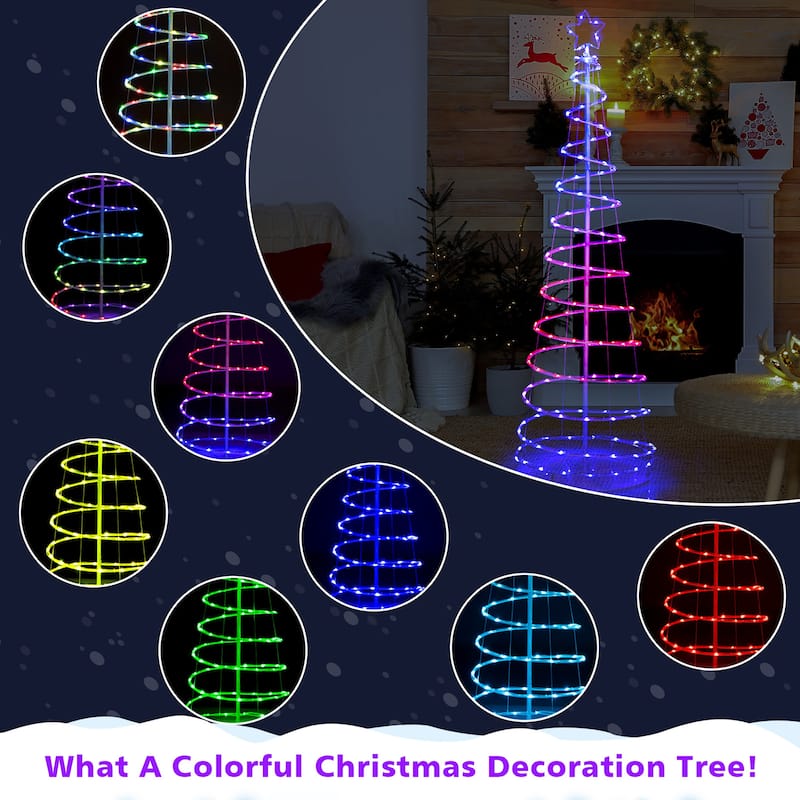 Gymax 6FT Retractable Spiral Christmas Tree Smart Decor Tree w/ 135