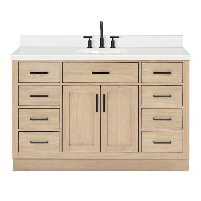 Ariel T055SWQOVO Hepburn 55" Free Standing Single Basin Vanity Set - Oak - Oak Finish