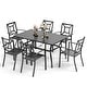 preview thumbnail 29 of 31, MAISON ARTS 7-piece Outdoor E-coating Metal Patio Dining Set with Stackable Chairs