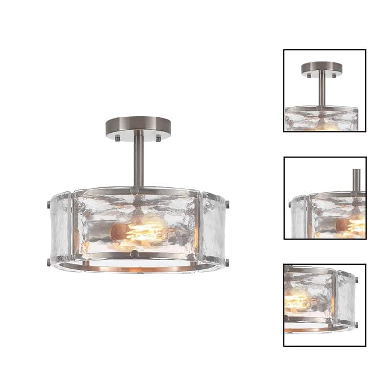 2 Light bulbs light silver light fixture glass, metal ceiling light