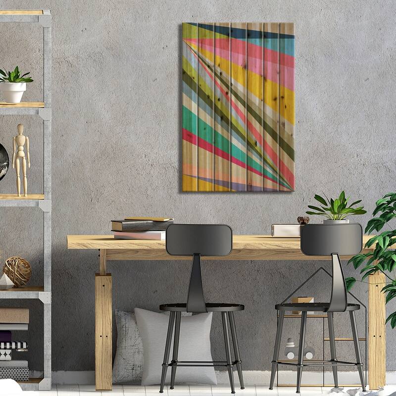 Diagonals II Print On Wood by Angel Estevez - Multi-Color