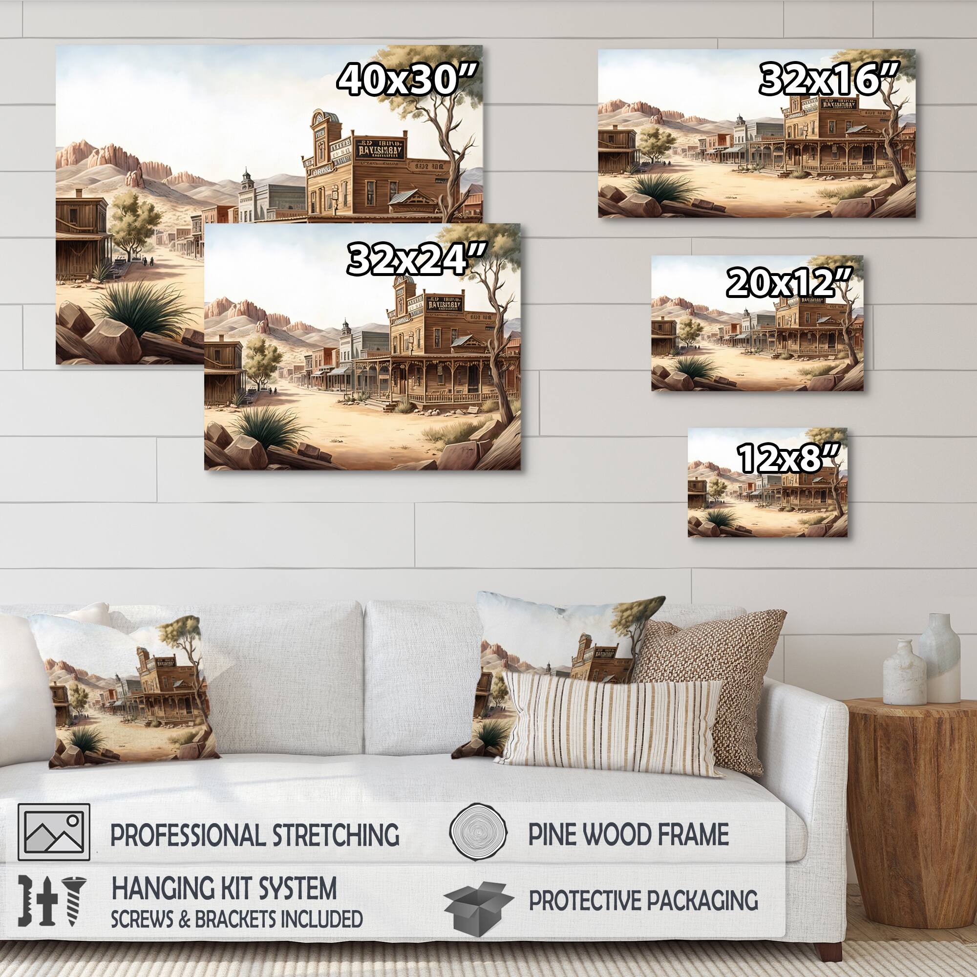 Designart 'Wild West Town III' Southwestern Canvas Wall Art Bed Bath