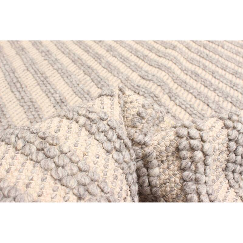 ECARPETGALLERY Braid weave Sienna Grey Wool Rug - 5'3 x 7'9