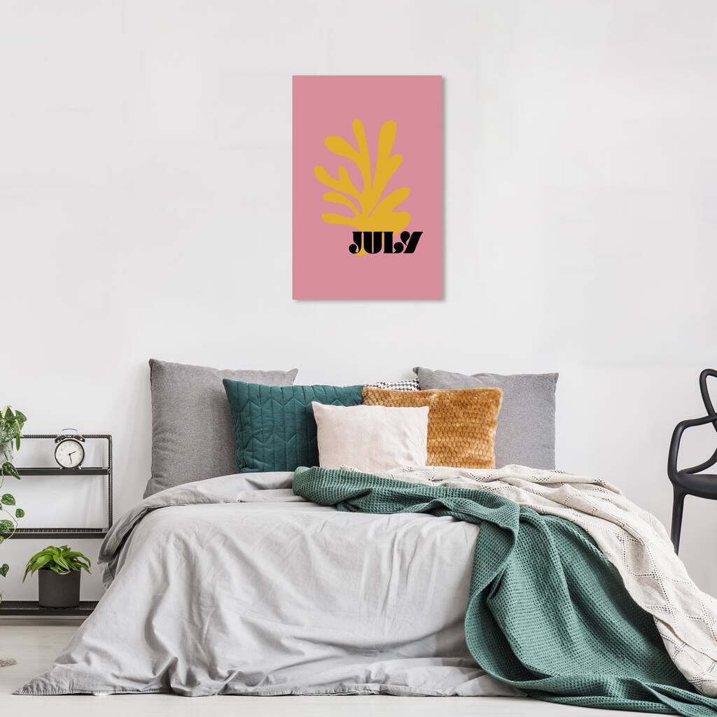 Wynwood Studio Canvas Floral and Botanical July Simple Nature Pink and Modern & Contemporary Wall Art Canvas Print
