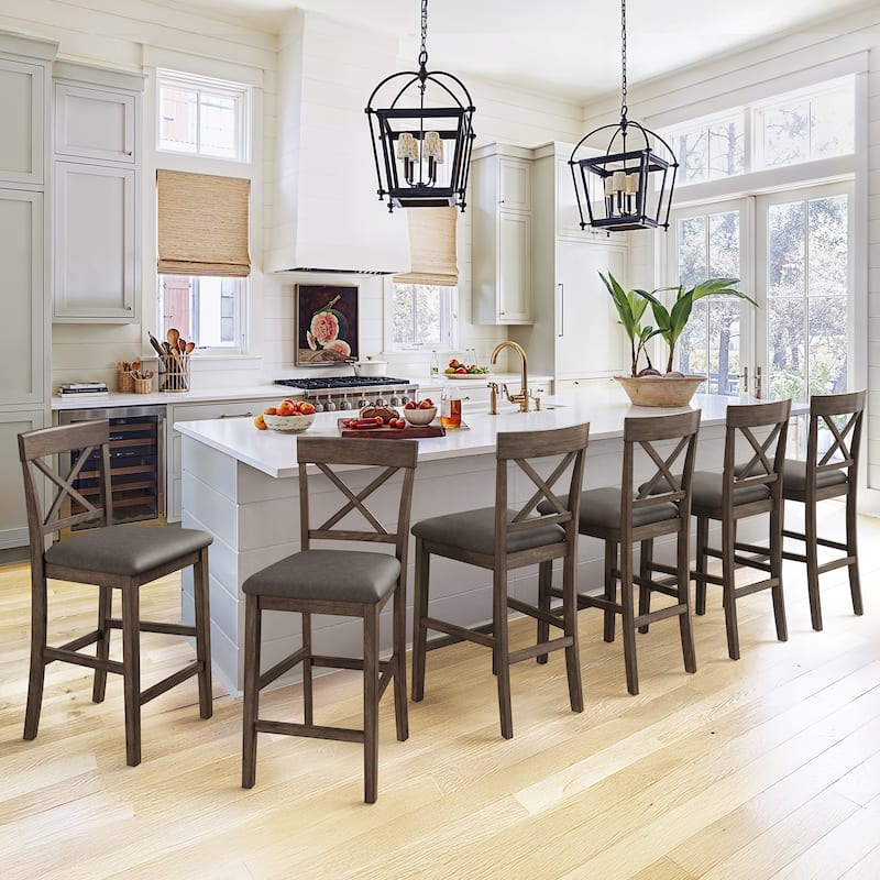 26 Inch Counter Height Bar Stools,Upholstered Bar Stools,Bar Stools Set Of 2/4/6 - 17.5"W X 20.1"D X 39.8"H - Set of 6