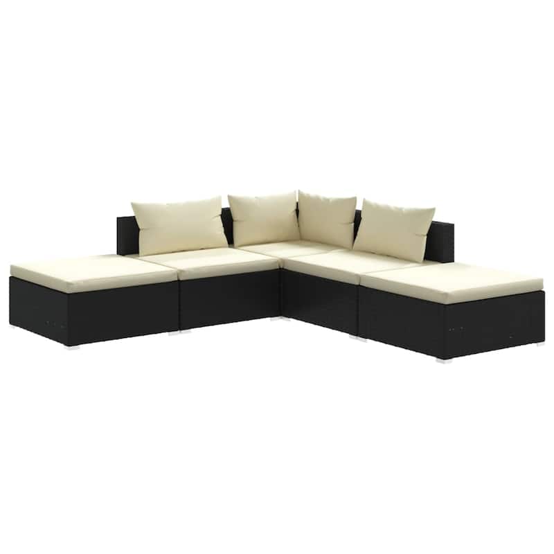 vidaXL Patio Lounge Set Outdoor Sectional Sofa Set Table Garden Poly Rattan