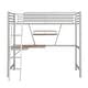 preview thumbnail 12 of 10, Modern Design, Safety for Kids, Sturdy Metal Loft Bed with Built-in Desk and Shelf, Silver