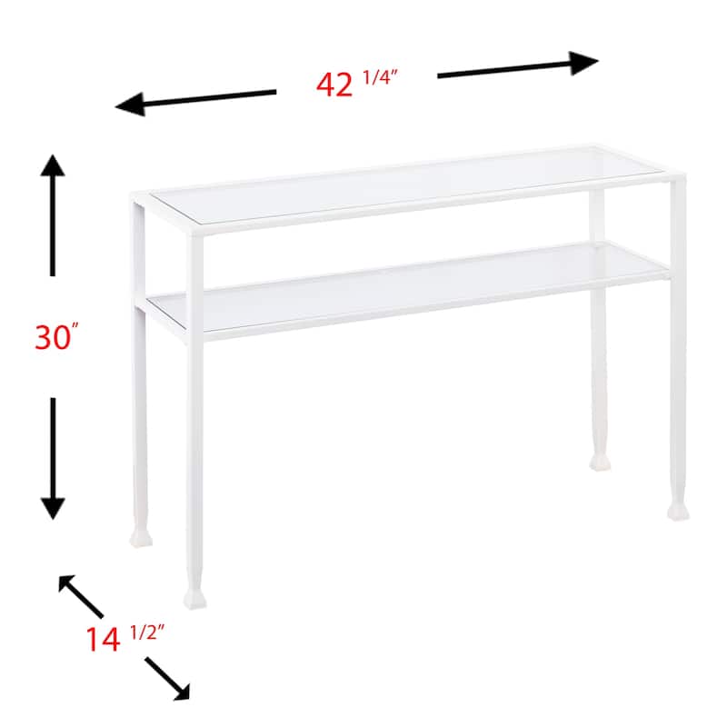 SEI Furniture Price Matte Gold Metal Console Table with Shelf and Tempered Glass
