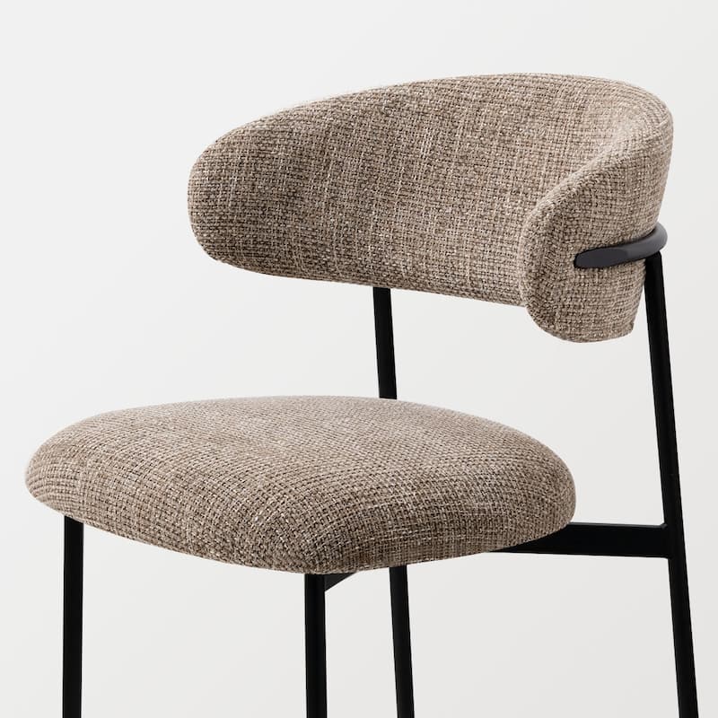 Modern Upholstered Dining Chairs with Curved Open Back and Black Metal Legs (Set of 4)