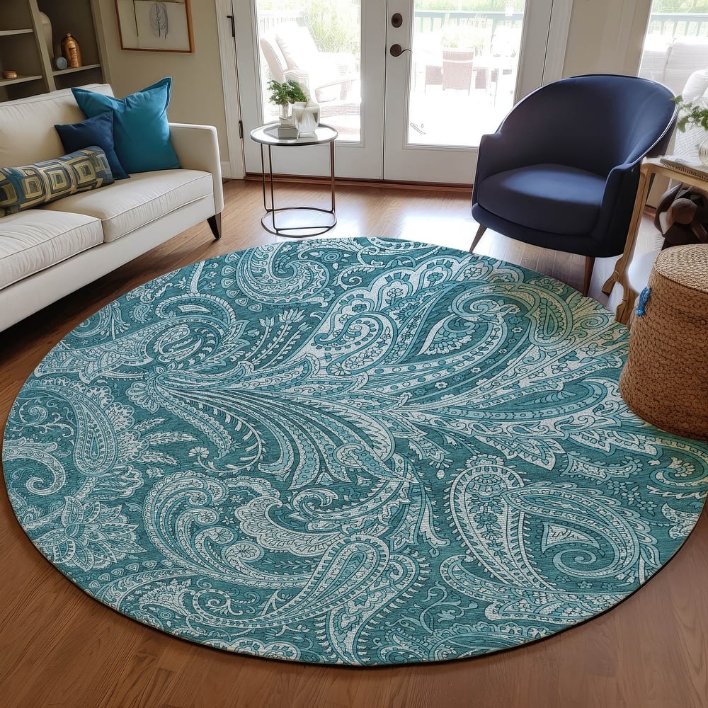 Machine Washable Indoor/ Outdoor Chantille Paisley Traditional Rug
