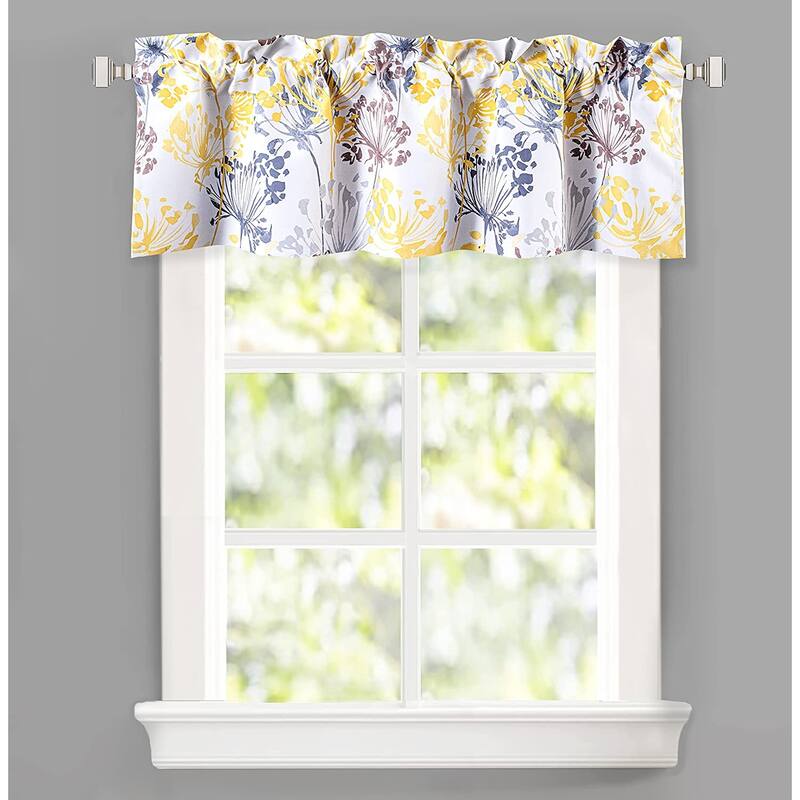 DriftAway Acacia Floral Blossom Watercolor Printed 100 Percent Blackout Thermal Insulated Window Curtain Valance