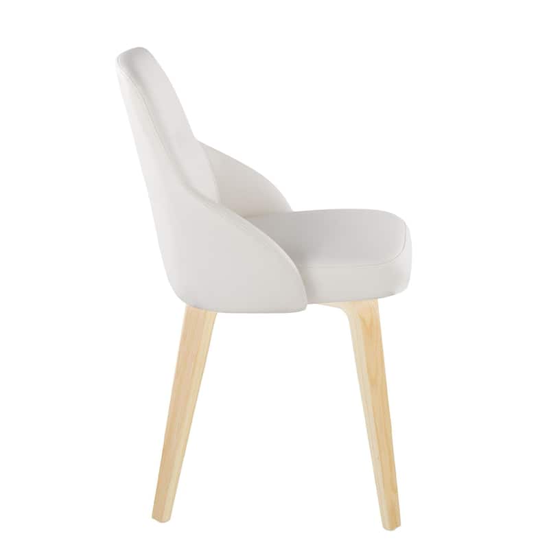 York Upholstered Contemporary Chair in Natural Wood - Set of 2