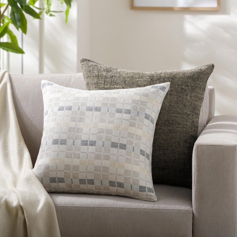 Adsul Patterned Throw Pillow - 20x20 Ploy Insert - Light Beige