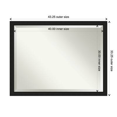 Midnight Black Narrow Beveled Wood Framed Bathroom Vanity Wall Mirror - Midnight Black Narrow