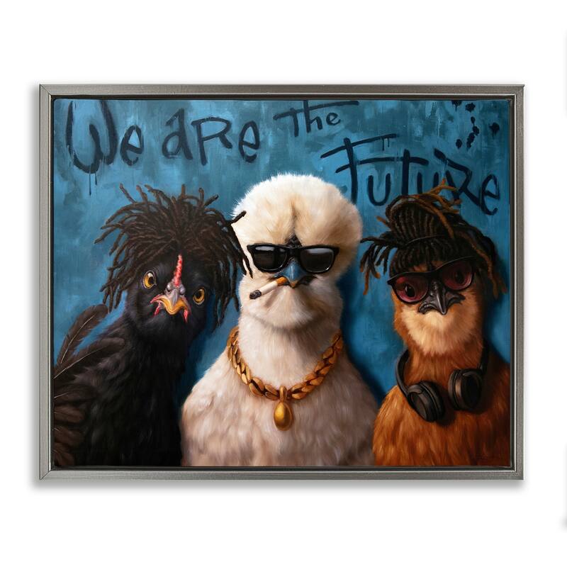 Stupell We Are The Future Birds Framed Floater Canvas Wall Art Design By Lucia Heffernan - 21 x 17 - Grey