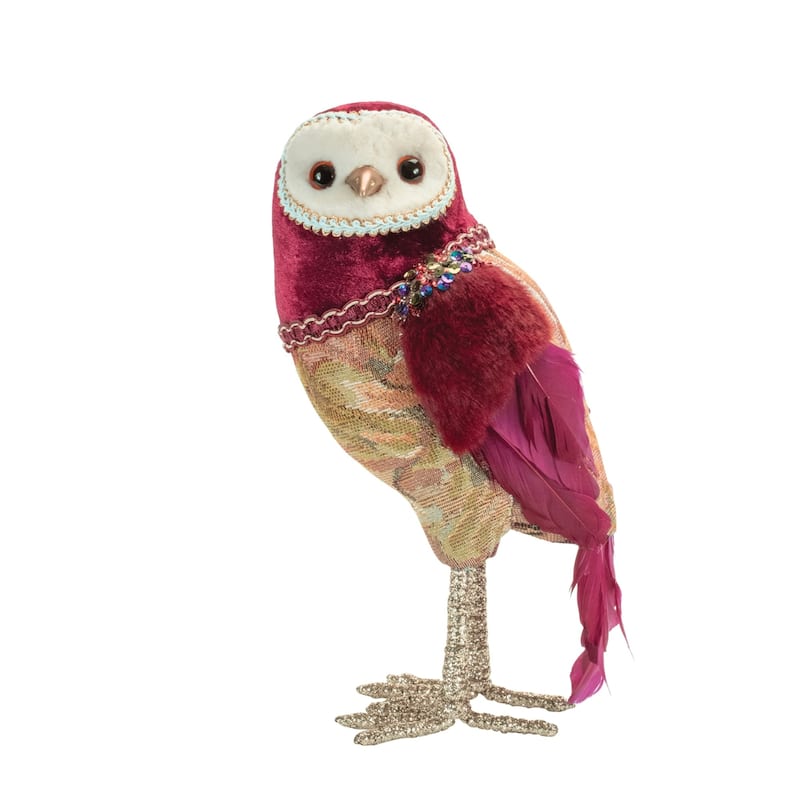 Tapestry Owl Christmas Figurines - 10" - Set of 4