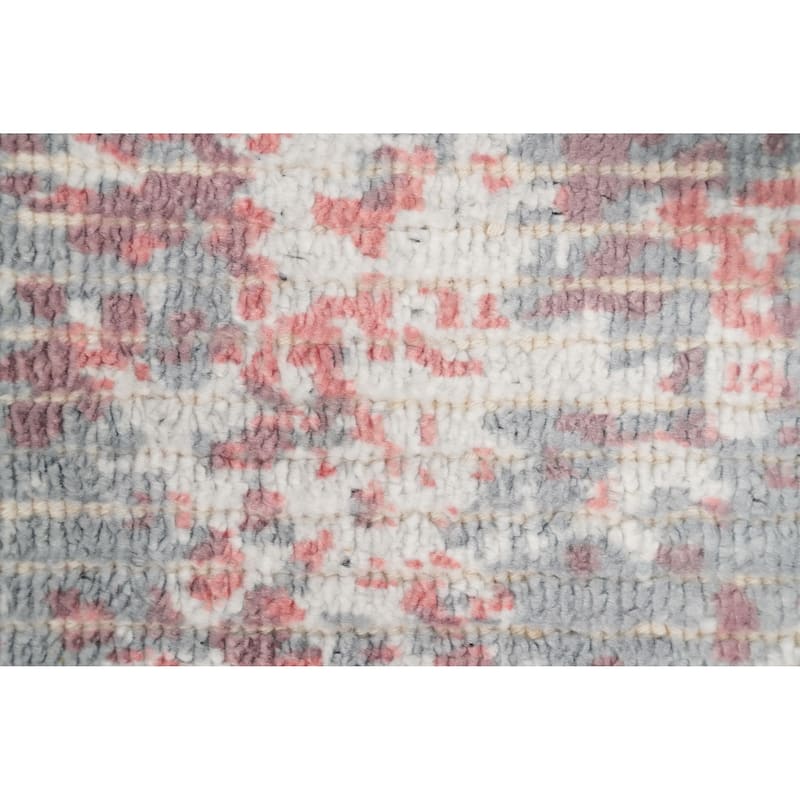 Hand Knotted Oriental Viscose Silk Carpet Modern All-Over Pink Abstract Area Rug - 4' 0'' X 2' 0''