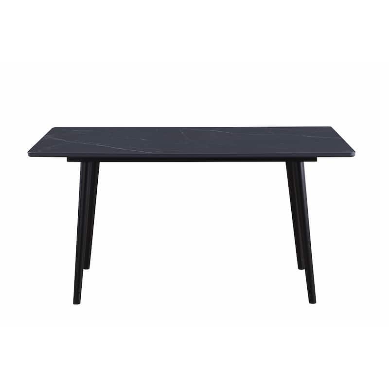 Modern Contemporary Dining Table 1pc Black Sintered Stone Table Stylish Dining Furniture