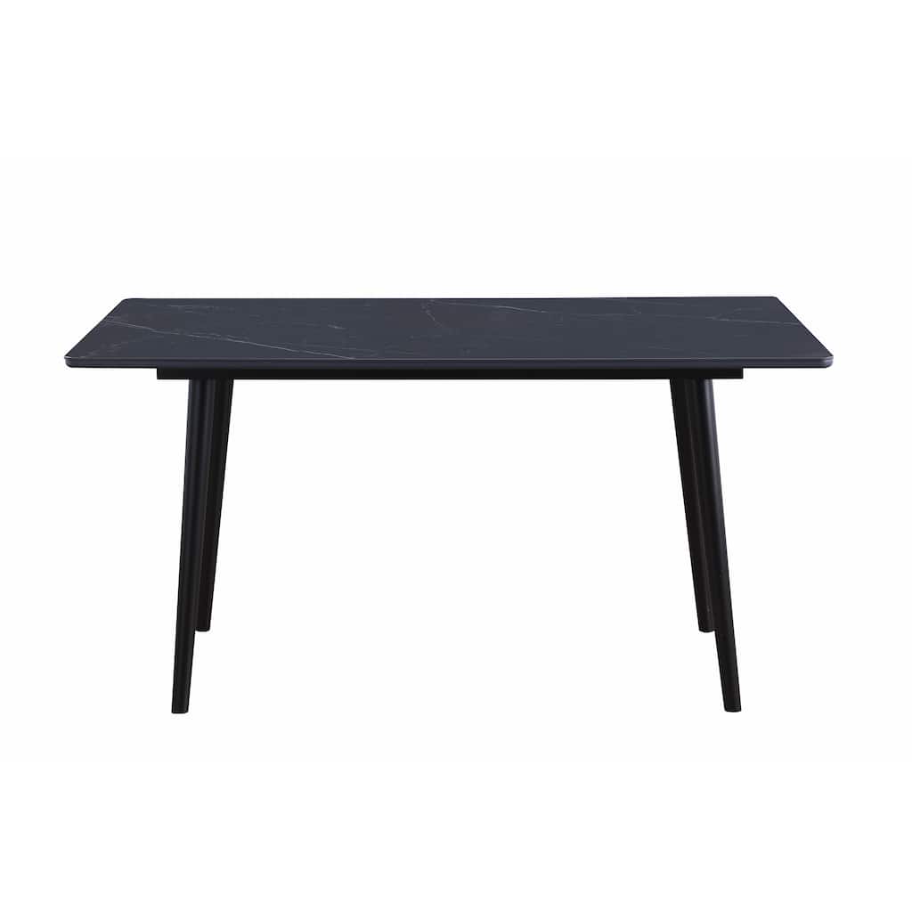 Modern Contemporary Dining Table 1pc Black Sintered Stone Table Stylish Dining Furniture