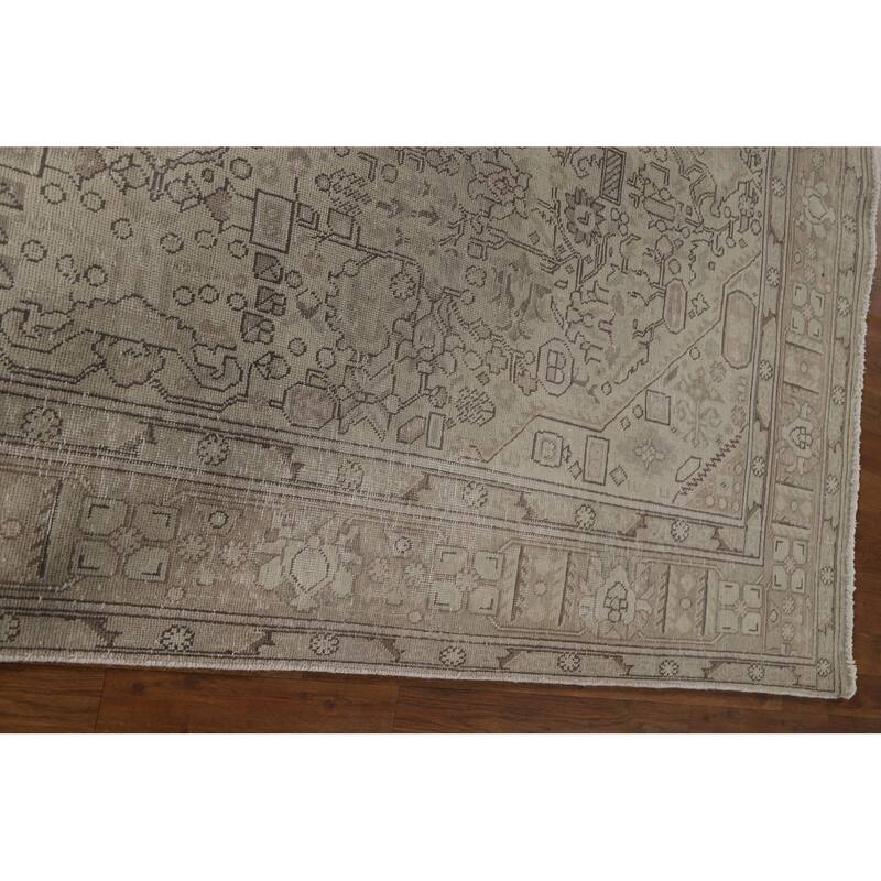 Distressed Tabriz Persian Vintage Area Rug Hand-Knotted Wool Carpet - 6'7"x 9'5"