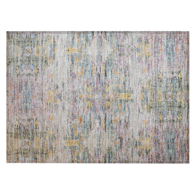 Machine Washable Indoor/ Outdoor Abstract Modern Chantille Rug