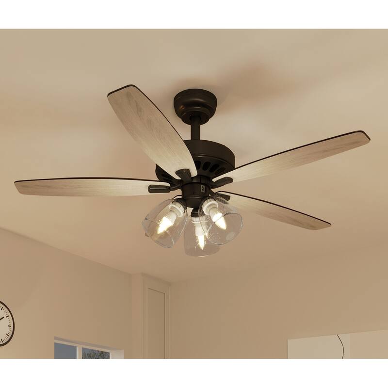 Moasis 52" Ceiling Fan Light 5-Blade with Clear Seeded Glass shade