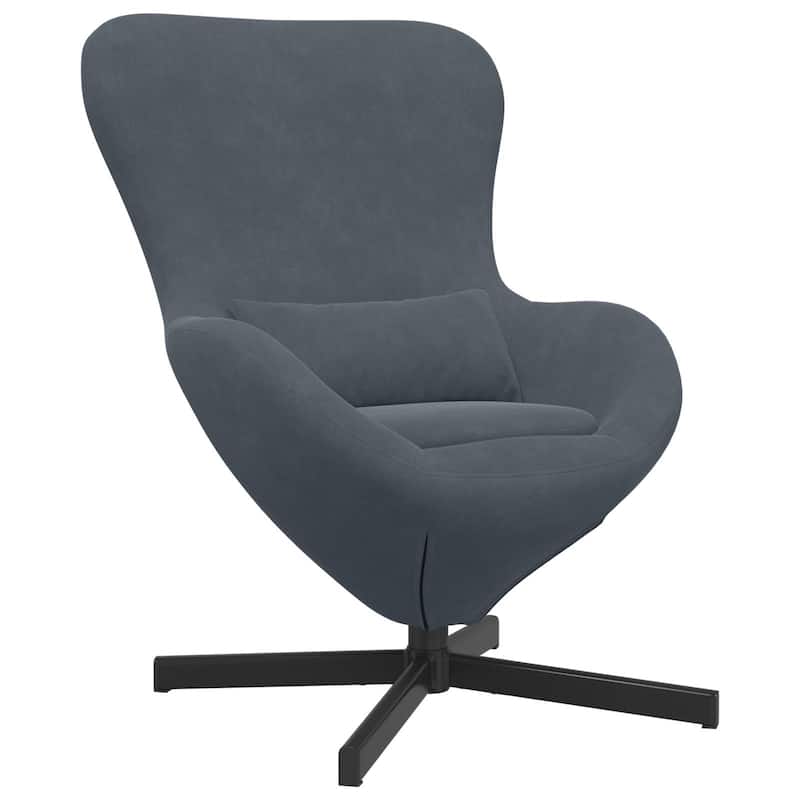 vidaXL Egg Chair Black/ Dark/Light Grey Velvet - 24.8 x 28.7 x 35.4
