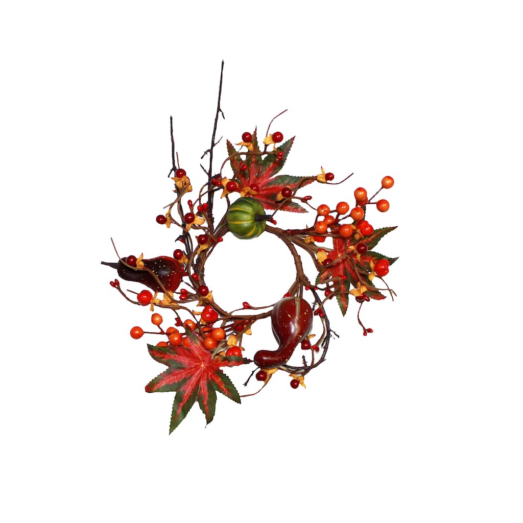 3.25" Gourd w/ Berries Candle Ring, Set of 2 - 12"