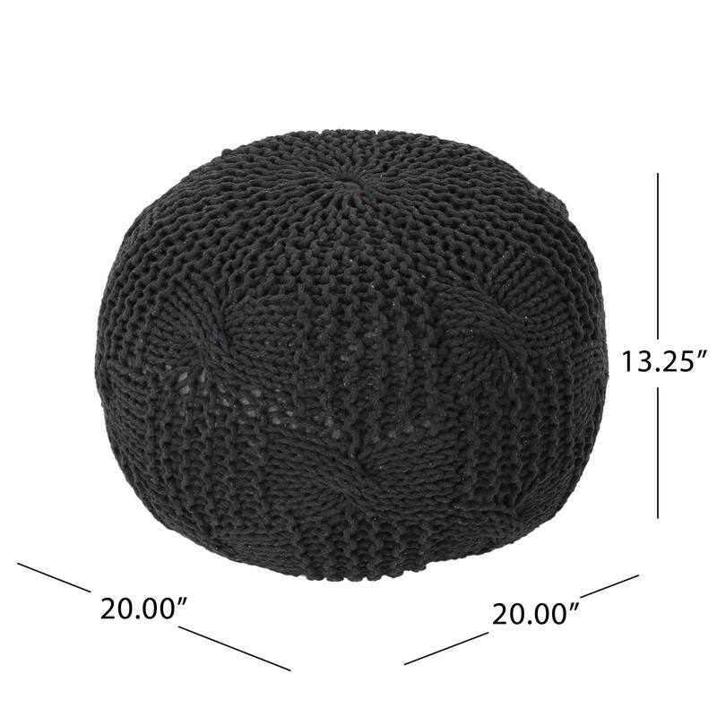 Bordeaux Knitted Cotton Round Pouf,Comfortable choice, multiple functions, classic design, and cozy corners
