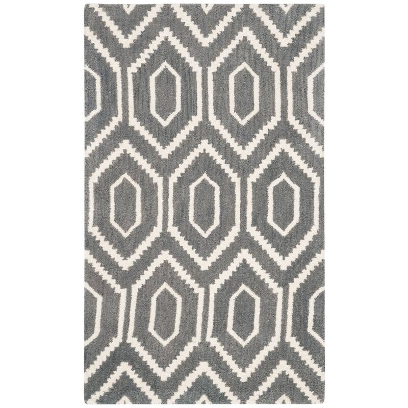 SAFAVIEH Handmade Himalaya Geranium Leaf Modern Wool Rug - 2' x 3' - Dark Grey/Ivory