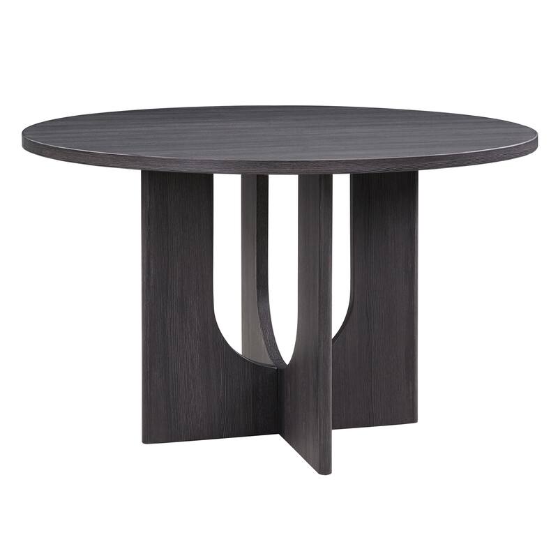 Round 5-Piece Dining Table Set with Upholstered Chairs, Kitchen Table Set with Cross-Shaped Wooden Base