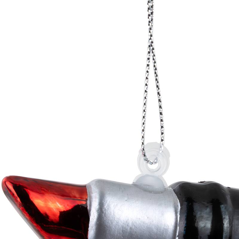 3.75" Black and Red Lipstick Glass Christmas Ornament