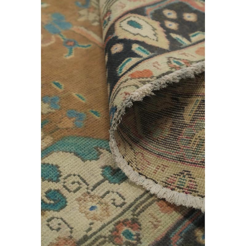 Hand Knotted Oriental 100% Wool Carpet Traditional Medallion Brown Tabriz Area Rug - 6' 6'' X 4' 4''