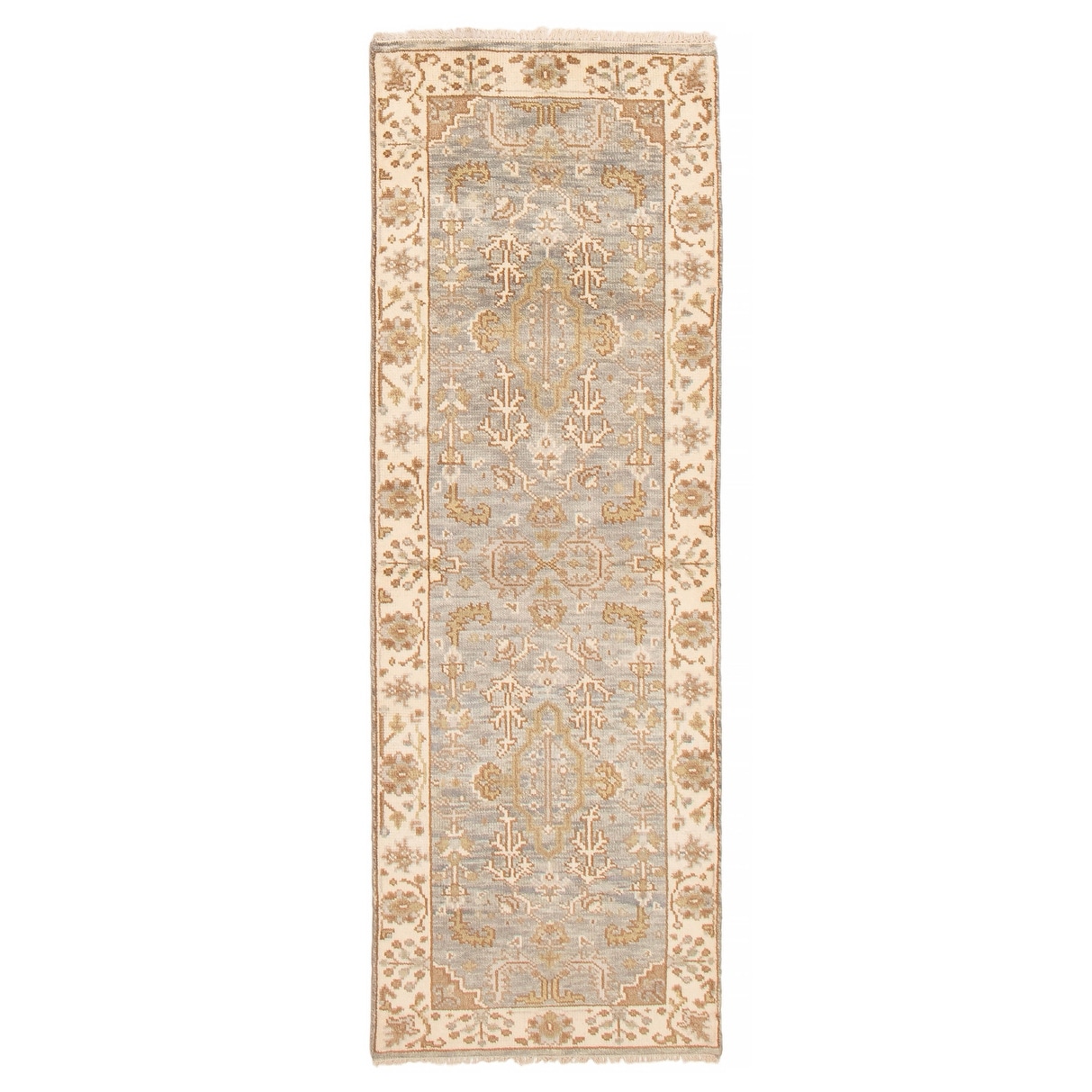 ECARPETGALLERY Hand-knotted Royal Oushak Grey Wool Rug - 2'8 x 7'11