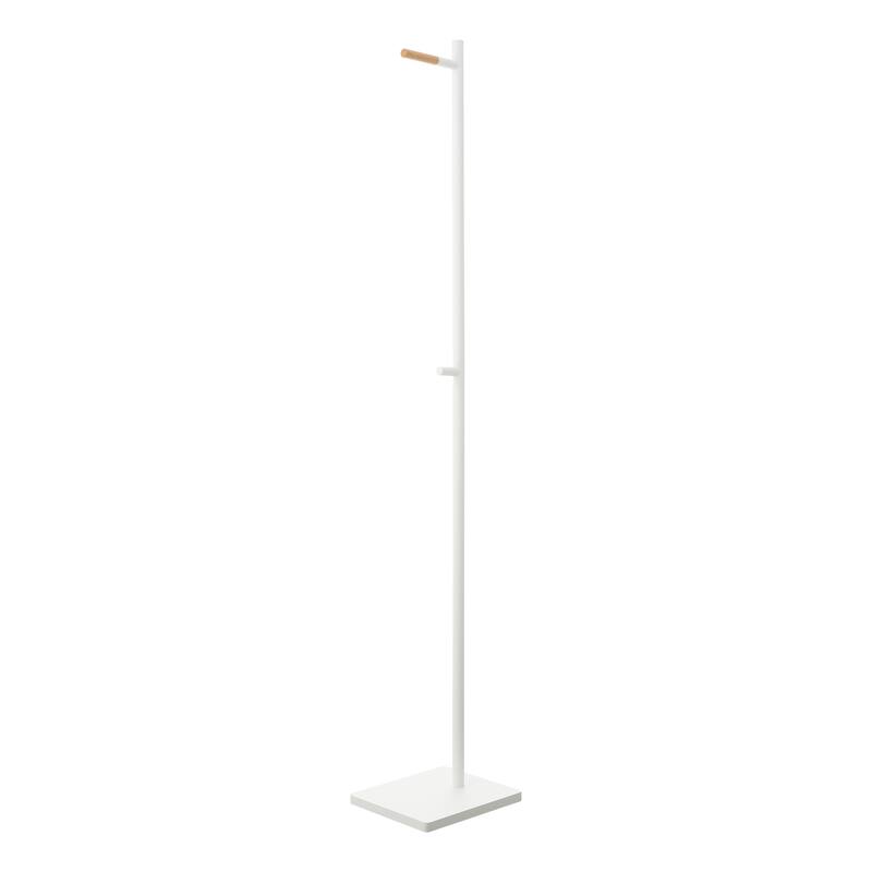 Yamazaki Home Coat Rack, Steel and Wood - L 11.81 x W 9.06 x H 63.98 inches - White